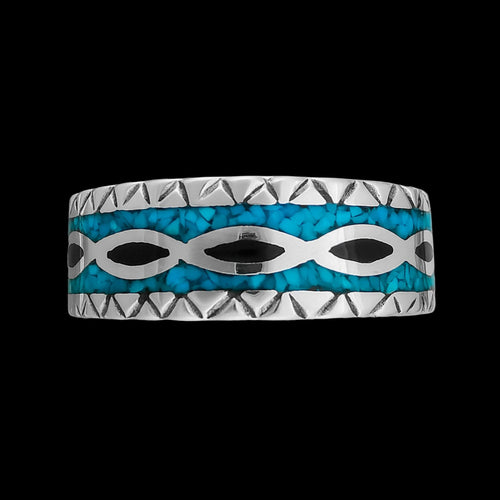 Size 5 - River Ring • 925 Sterling Silver • Turquoise Inlay • Navajo Inspired Jewelry
