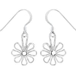 925 Sterling Silver Flower Dangle Earrings
