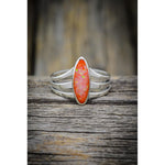 Size 7 - Sterling Silver and Orange Opal Three Prong Oval Ring