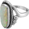 Size 7.5-925 Sterling Silver & White Opal Magnificent Oval Ring, Curved Braided Design, Handmade Opal Jewelry, Statement Birthstone Band