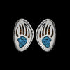 925 Sterling Silver Bear Paw Stud Earrings with Turquoise and Red Coral Inlay