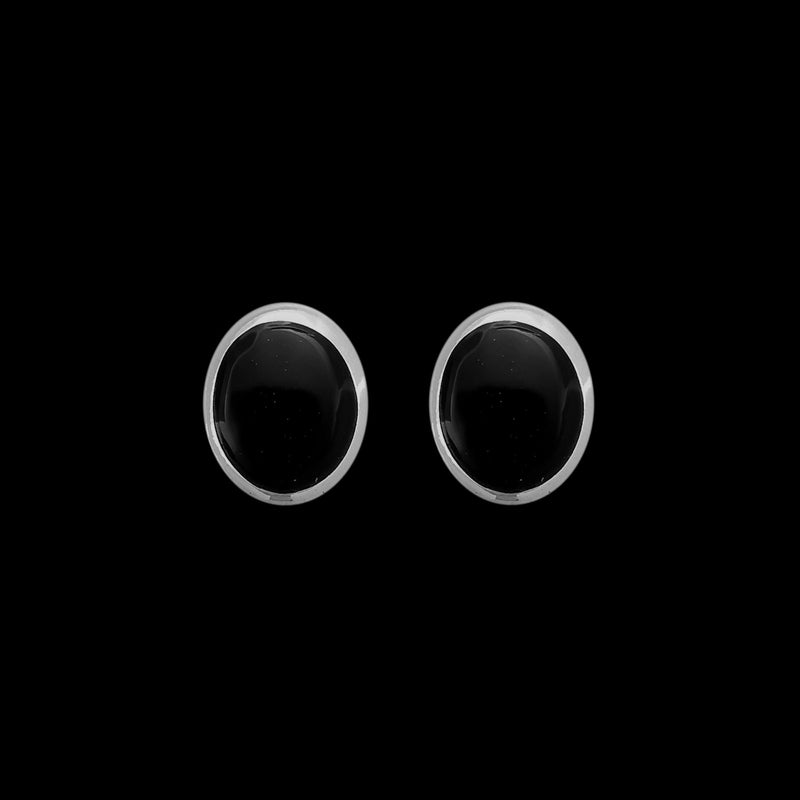 925 Sterling Silver Circle Earrings, Black Studs, Bridal Posts, Wedding Gift