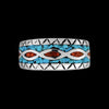 Size 12 River Ring • Navajo Inspired • Sterling Silver with Red Coral and Turquoise Inlay