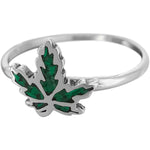 Sterling Silver Malachite Palmate Leaf Ring