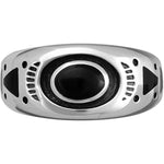 925 Sterling Silver Black Resin Ring, Southwestern Geometric Design, Handmade Oval Gemstone Band, Handcrafted Birthstone Jewelry