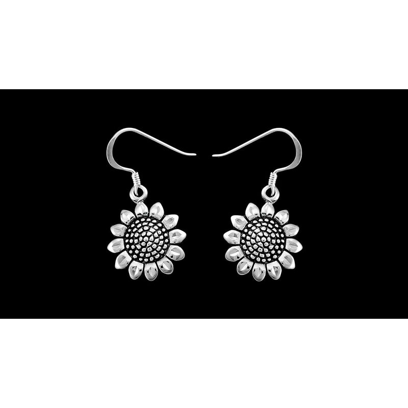 Sterling Silver Sunflower Earrings in Post or Dangle (Dangle)