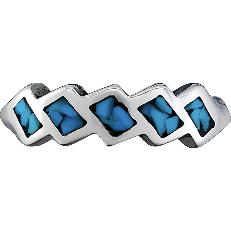Size 6 - Turquoise Diagonal Squares Ring