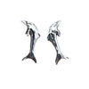 Sterling Silver Stud Single Dolphin Diamond-Cut Earrings