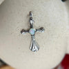 Sterling Silver Cross Pendant with White Opal Inlay