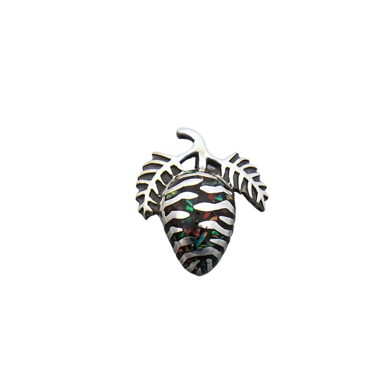 925 Sterling Silver Pine Cone Pendant with Mixed Opal Inlay