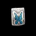 Vintage Southwestern Sterling Silver Ear Cuffs – Turquoise Inlaid Lightning Bolt & Butterfly Design