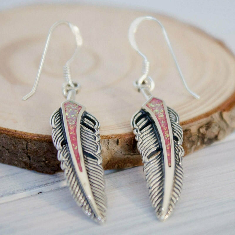 Eagle Feather Earrings • 925 Sterling Silver • Navajo Inspired • Bird Feather Jewelry