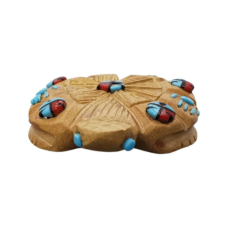 Zuni Picture Jasper Turtle Fetish with Sunface and Bear Paw Inlays by Danette Laate