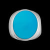 Size 12-925 Sterling Silver & Turquoise Resin Round Face Inlay Ring, Simple Round Design, Handmade Statement Band, Handcrafted Resin Jewelry