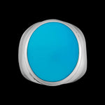 Size 12-925 Sterling Silver & Turquoise Resin Round Face Inlay Ring, Simple Round Design, Handmade Statement Band, Handcrafted Resin Jewelry