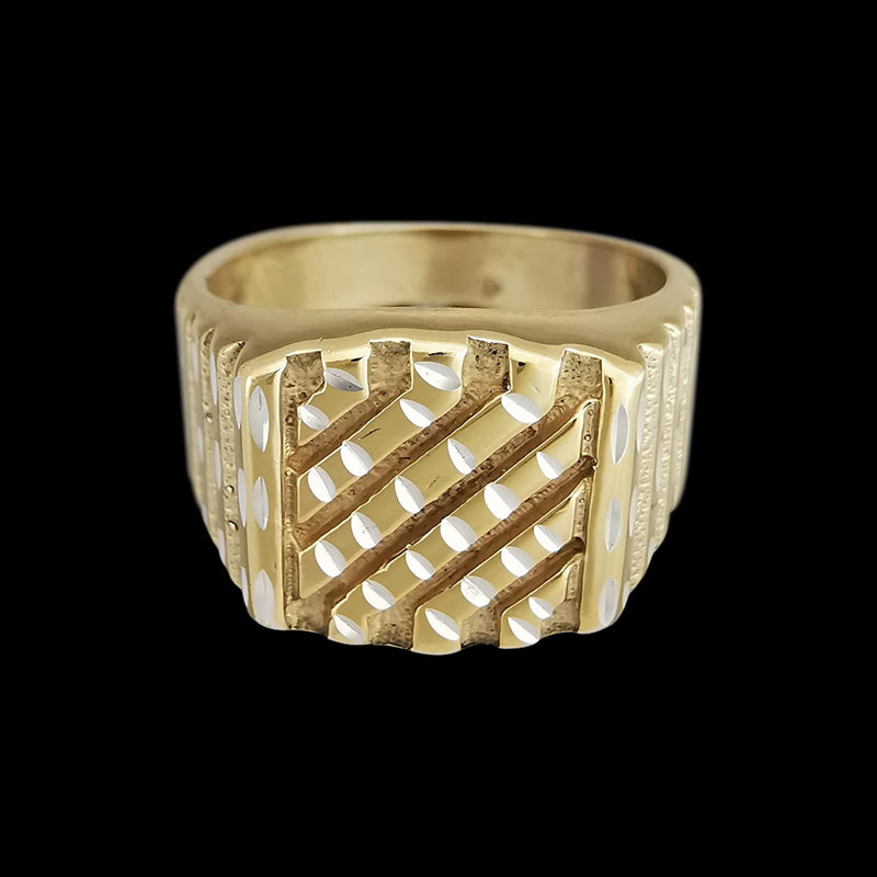 925 Sterling Silver Ring, Sterling Silver RIng with 14KT gold Plating, Navajo Blanket Ring, Size 9-1/2