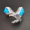 Size 10 Turquoise inlaid Sterling Silver Bald Eagle Ring