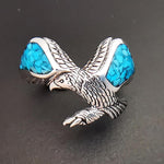 Size 10 Turquoise inlaid Sterling Silver Bald Eagle Ring