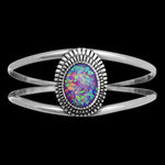 Opal Cuff Bracelet • Navajo Handcrafted • Sterling Silver • Native American