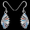 Sterling Silver Southwestern Headdress Dangle Earrings