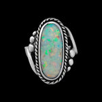 Size 7.5-925 Sterling Silver & White Opal Magnificent Oval Ring, Curved Braided Design, Handmade Opal Jewelry, Statement Birthstone Band