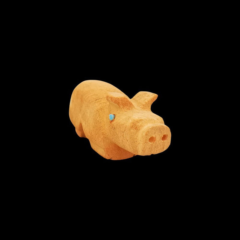 Zuni Sandstone Pig Fetish – Hand-Carved by Brandon Phillips