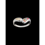 925 Sterling Silver Teardrop Ring with Pink and White Opal • Navajo Handmade • Raindrop Design