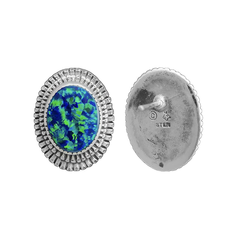 925 Sterling Silver Blue Opal Earrings, Diamond Cut Earrings, Vintage Opal Earrings, Wedding Earrings