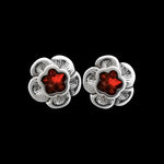 Sterling Silver Flower Earrings • Vibrant Opal Accents • Nature-inspired