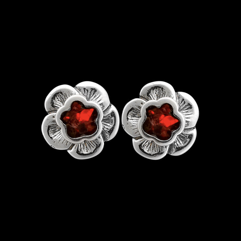 Sterling Silver Flower Earrings • Vibrant Opal Accents • Nature-inspired