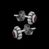 Flower Earrings • Sterling Silver Studs • Fire Opal • Navajo Handcrafted