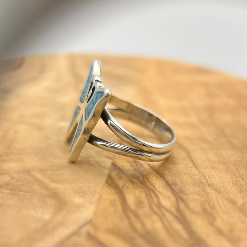 Vintage Turquoise Butterfly Ring - Sterling Silver, Size 6