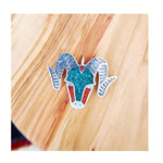 Vintage Silver Ram Pendant with Turquoise and Coral Inlay - Circa Mid-80s