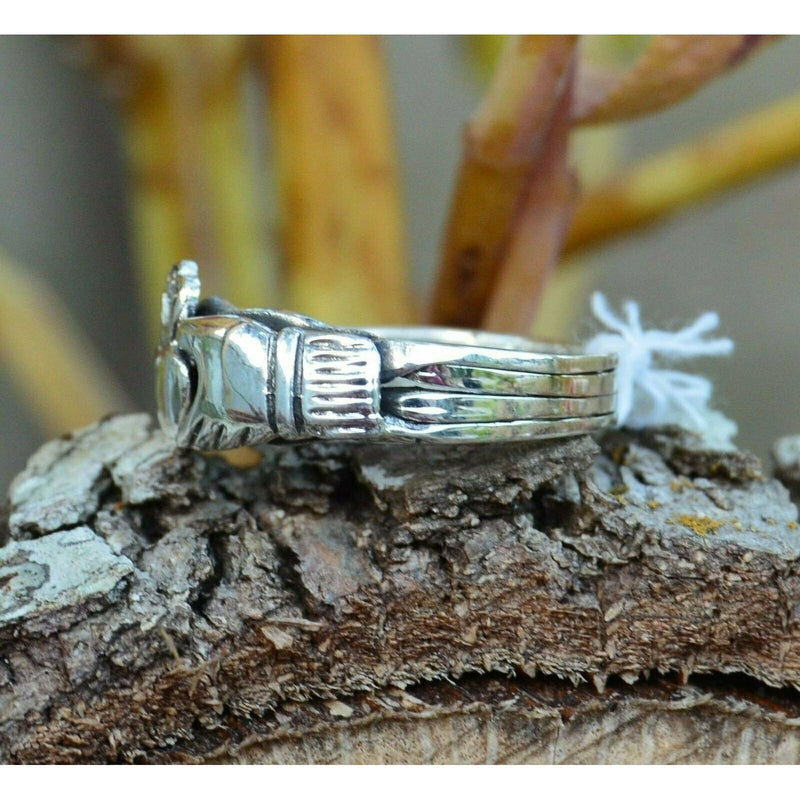4-Piece Claddagh Puzzle Ring • 925 Silver • Interlocking Bands • Love Knot
