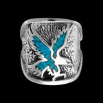 R37 Size 10-925 Sterling Silver Eagle Ring inlaid with Turquoise