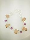 925 Sterling Silver Bracelet • Quartz Crystal and Amethyst Bracelet • Handcrafted