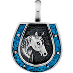 Sterling Silver and Turquoise Lucky Horse Shoe Pendant