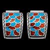 Sterling SIlver Turquoise and Coral Scalloped Mosaic Watch Tips