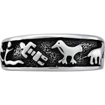 Size 8-925 Sterling Silver Native American Symbols Ring, Detailed Native Design, Symbolic Jewelry, Statement Band