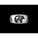 Grizzly Bear and Bear Paws Ring • Sterling Silver • Engraved • 925 • Navajo Native American