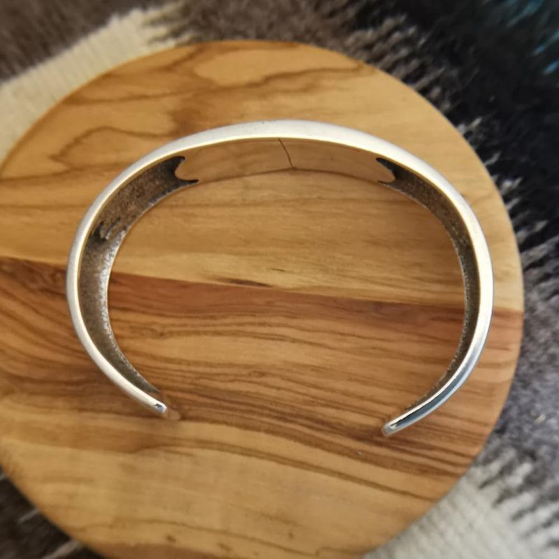 Sterling Silver Flying Eagle Cuff Bracelet with Black Resin Flame Inlay