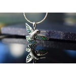 925 Sterling Silver Hummingbird Pendant with galaxy opal