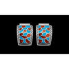 Sterling SIlver Turquoise and Coral Scalloped Mosaic Watch Tips