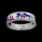Wolf Ring • Navajo Handmade • 925 Sterling Silver • Lapis Lazuli and Sugilite