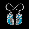 Sterling Silver and Turquoise Wise Old Barn Owl Dangle Earrings