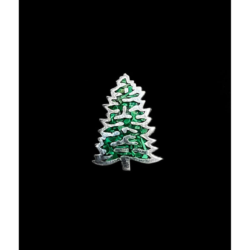 Sterling silver pine tree pendant, Christmas Tree, Malachite