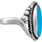 Size 8-925 Sterling Silver Turquoise Resin Magnificent Oval Ring, Curved Braided Design, Handmade Statement Jewelry