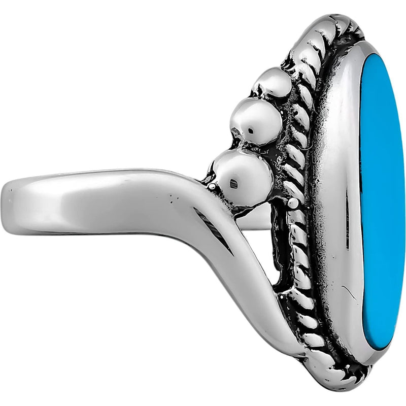 Size 8-925 Sterling Silver Turquoise Resin Magnificent Oval Ring, Curved Braided Design, Handmade Statement Jewelry