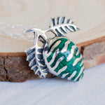 925 Sterling Silver & Green Malachite Pine Cone Pendant