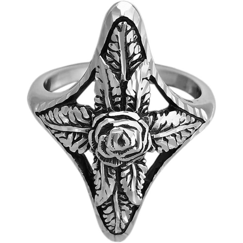 Size 6.5 - Diamond Cut Rose Cross Ring